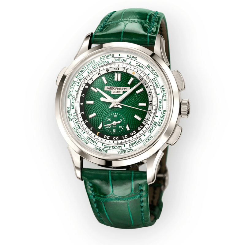 Pre-Owned Patek Philippe Complications World Time Flyback Chronograph Green Dial Platinum 5930P - Image 2