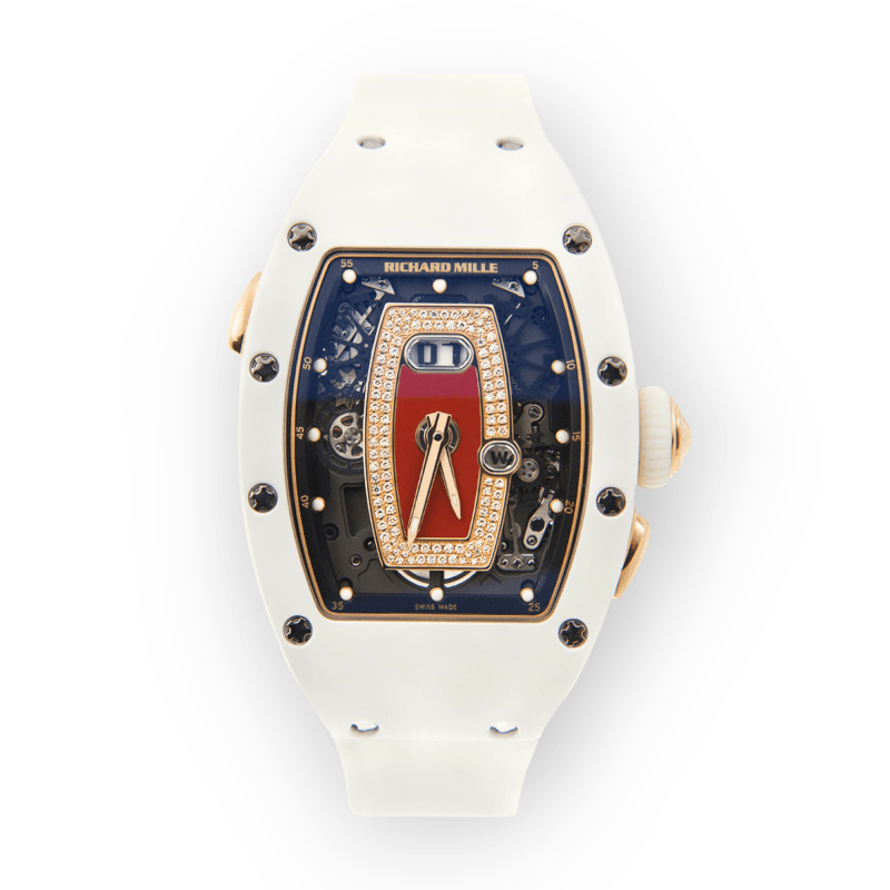 Pre-Owned Richard Mille RM 037 White Ceramic Red Jasper Automatic Womens Watch