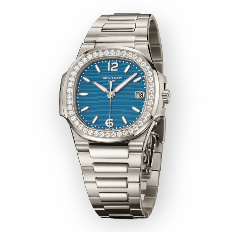 Pre-Owned Patek Philippe Ladies Nautilus Full White Gold Azure Blue Dial 32mm 7010/1G-013 - Image 5